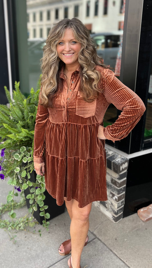 Copper Button Down Dress