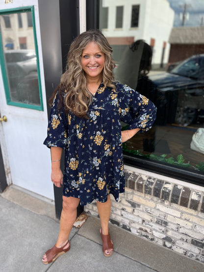 Navy Days Floral Dress