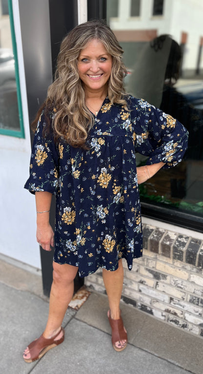 Navy Days Floral Dress