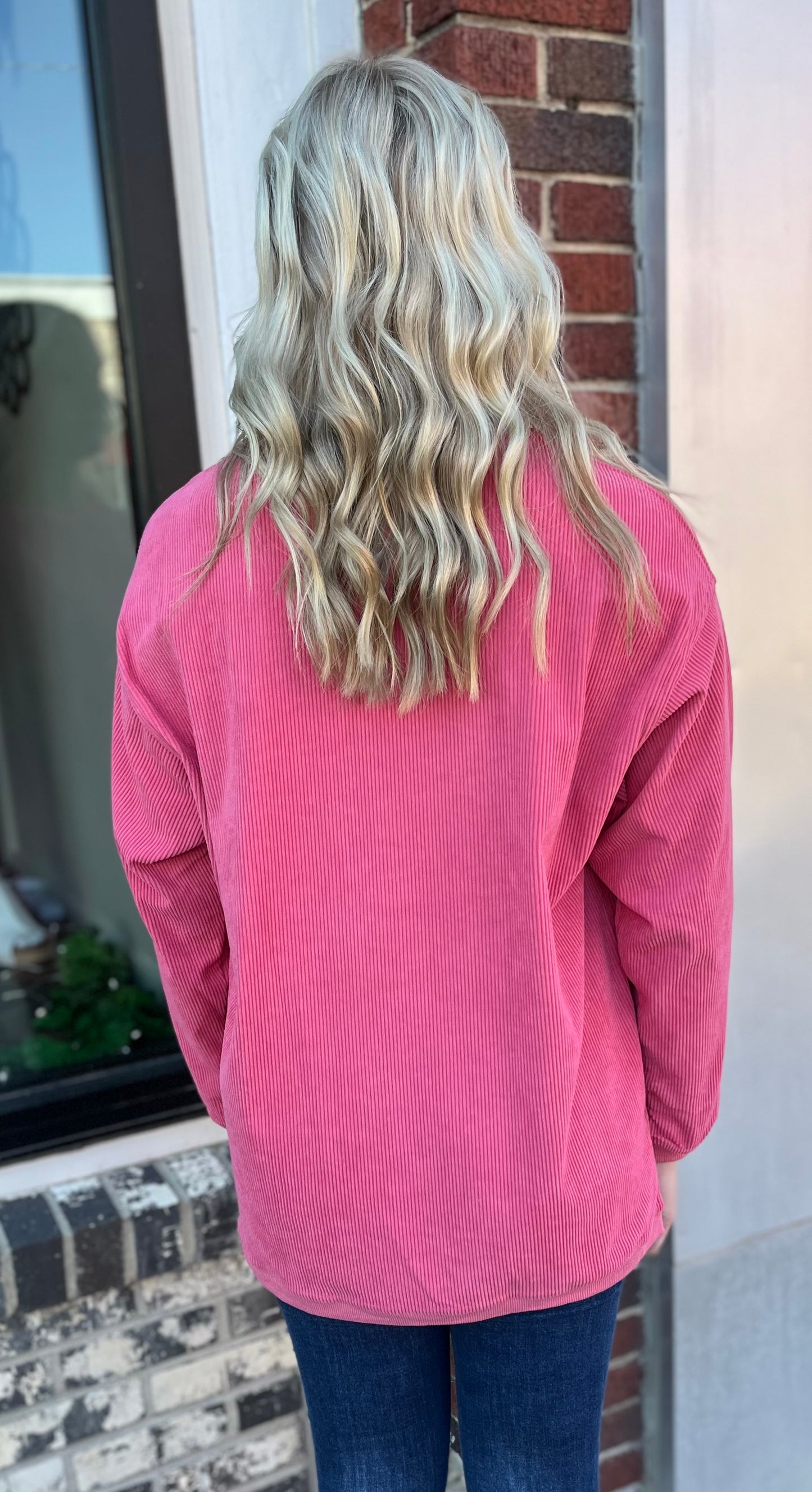 Ribbed Oversized Sweatshirt in Pink