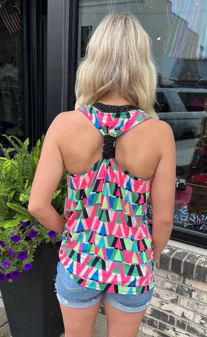 Neon Abstract T-Back Tank Top