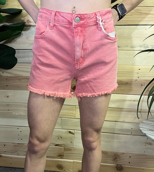 Washed Frayed Hem Shorts