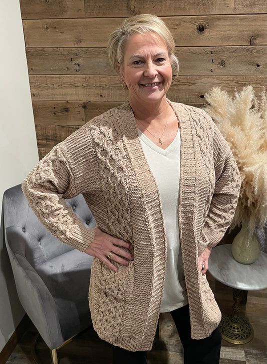 Cableknit Sweater Cardigan - Plus Size