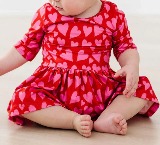 Hearts & Hugs 3/4 Sleeve Twirl Bodysuit