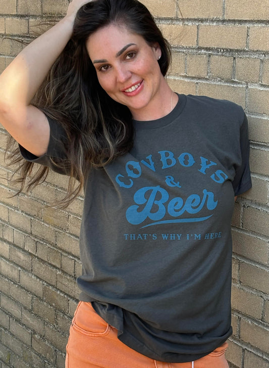 Cowboys & Beer Graphic Tee Size Sm-2X